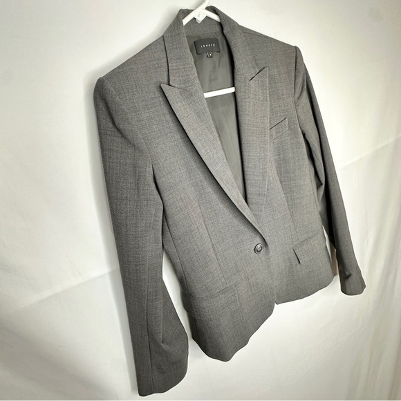 Theory Wool Blend Grey Single Button Blazer Jacket Academia Preppy Women’s 6 - Picture 6 of 16